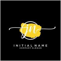 Initial JN feminine logo collections template. handwriting logo of initial signature, wedding, fashion, jewerly, boutique, floral and botanical with creative template for any company or business. vector