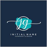 Initial JG feminine logo collections template. handwriting logo of initial signature, wedding, fashion, jewerly, boutique, floral and botanical with creative template for any company or business. vector