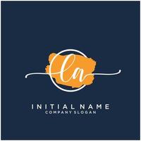 Initial LA feminine logo collections template. handwriting logo of initial signature, wedding, fashion, jewerly, boutique, floral and botanical with creative template for any company or business. vector