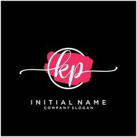 Initial KP feminine logo collections template. handwriting logo of initial signature, wedding, fashion, jewerly, boutique, floral and botanical with creative template for any company or business. vector