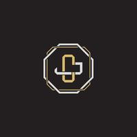 CJ Initial letter overlapping interlock logo monogram line art style vector