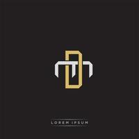 DM Initial letter overlapping interlock logo monogram line art style vector