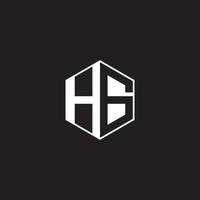 HG Logo monogram hexagon with black background negative space style vector