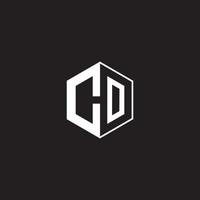 CO Logo monogram hexagon with black background negative space style vector