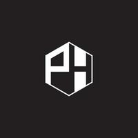 PH Logo monogram hexagon with black background negative space vector