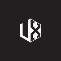 ux logo monograma hexágono con negro antecedentes negativo espacio estilo vector