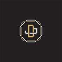 DJ Initial letter overlapping interlock logo monogram line art style vector