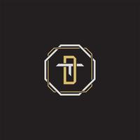 DT Initial letter overlapping interlock logo monogram line art style vector