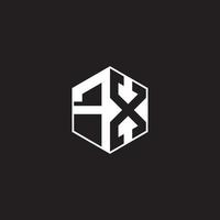 FX Logo monogram hexagon with black background negative space style vector