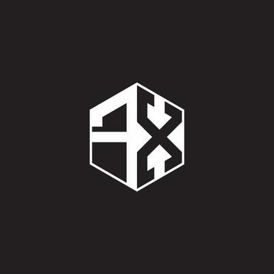 FX Logo monogram hexagon with black background negative space style