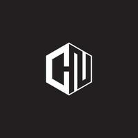 CN Logo monogram hexagon with black background negative space style vector