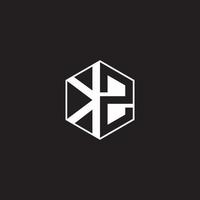 KZ Logo monogram hexagon with black background negative space style vector