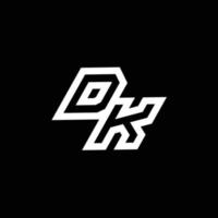 dk logo monograma con arriba a abajo estilo negativo espacio diseño modelo vector