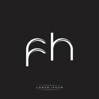 FH Initial Letter Split Lowercase Logo Modern Monogram Template Isolated on Black White vector