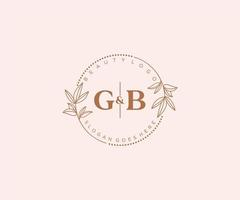 initial GB letters Beautiful floral feminine editable premade monoline logo suitable for spa salon skin hair beauty boutique and cosmetic company. vector