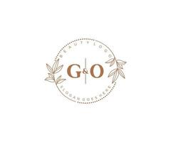 initial GO letters Beautiful floral feminine editable premade monoline logo suitable for spa salon skin hair beauty boutique and cosmetic company. vector