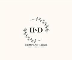 inicial hd letras hermosa floral femenino editable prefabricado monoline logo adecuado para spa salón piel pelo belleza boutique y cosmético compañía. vector