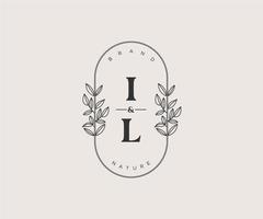 initial IL letters Beautiful floral feminine editable premade monoline logo suitable for spa salon skin hair beauty boutique and cosmetic company. vector