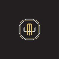 MU Initial letter overlapping interlock logo monogram line art style vector