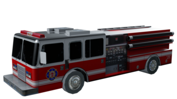 Fire service truck high quality 3d render png