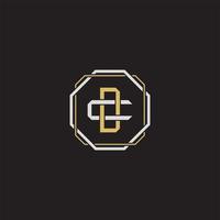 DC Initial letter overlapping interlock logo monogram line art style vector