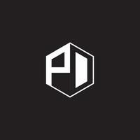 PD Logo monogram hexagon with black background negative space style vector