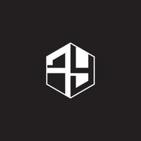 FY Logo monogram hexagon with black background negative space style vector