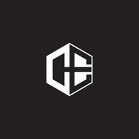 CE Logo monogram hexagon with black background negative space style vector