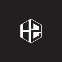 HZ Logo monogram hexagon with black background negative space style vector