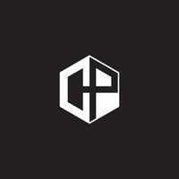 CP Logo monogram hexagon with black background negative space style vector