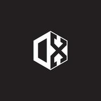 DX Logo monogram hexagon with black background negative space style vector