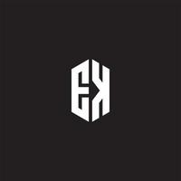 EK Logo monogram with hexagon shape style design template vector