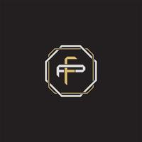 FP Initial letter overlapping interlock logo monogram line art style vector