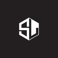 SL Logo monogram hexagon with black background negative space style vector