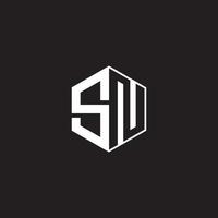 SN Logo monogram hexagon with black background negative space style vector