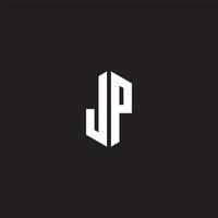 JP Logo monogram with hexagon shape style design template vector