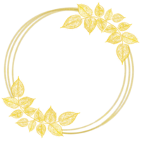 Circle Gold Leaf Frame Wreath Vector Design, Holiday Bokeh png