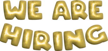 We are hiring 3D golden balloon text on the black background, vector 3d text for boss, office and business png