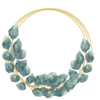 runden Kreis Eukalyptus Aquarell Grün Blatt mit Gold funkeln Kranz Design, Urlaub Bokeh png