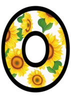 Sunflower Floral Alphabet, Letter O With Yellow Sunflower Pattern png