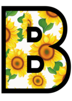 Sunflower Floral Alphabet, Letter B With Yellow Sunflower Pattern png