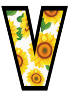 Sonnenblume Blumen- Alphabet, Brief v mit Gelb Sonnenblume Muster png