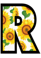 Sunflower Floral Alphabet, Letter R With Yellow Sunflower Pattern png