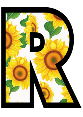 Sunflower Floral Alphabet, Letter U With Yellow Sunflower Pattern 21106610  PNG