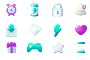 Set of game icons for UI. GUI elements png