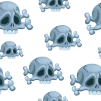 Seamless pattern with Human skull and crossbones, head of skeleton. Symbol of death or dangerous. png