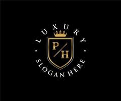 Initial PH Letter Royal Luxury Logo template in vector art for Restaurant, Royalty, Boutique, Cafe, Hotel, Heraldic, Jewelry, Fashion and other vector illustration.