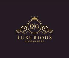 Initial QG Letter Royal Luxury Logo template in vector art for Restaurant, Royalty, Boutique, Cafe, Hotel, Heraldic, Jewelry, Fashion and other vector illustration.