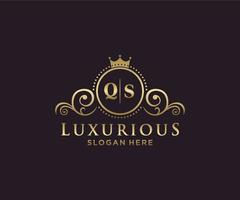 Initial QS Letter Royal Luxury Logo template in vector art for Restaurant, Royalty, Boutique, Cafe, Hotel, Heraldic, Jewelry, Fashion and other vector illustration.