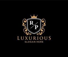 Initial RP Letter Royal Luxury Logo template in vector art for Restaurant, Royalty, Boutique, Cafe, Hotel, Heraldic, Jewelry, Fashion and other vector illustration.